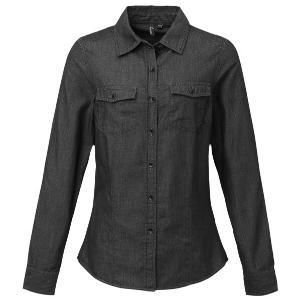 Premier Ladies Jeans Stitch Denim Shirt Thumbnail